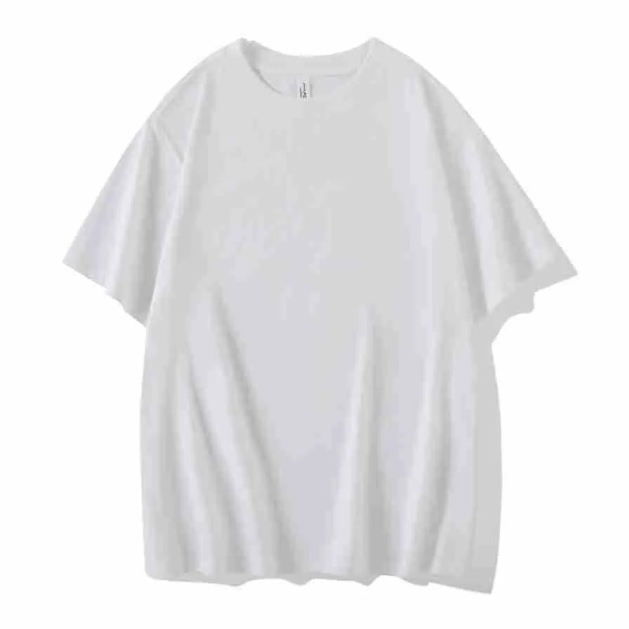Man wearing a heavyweight apricot coloured drop shoulder loose fit t-shirt for casual wear.