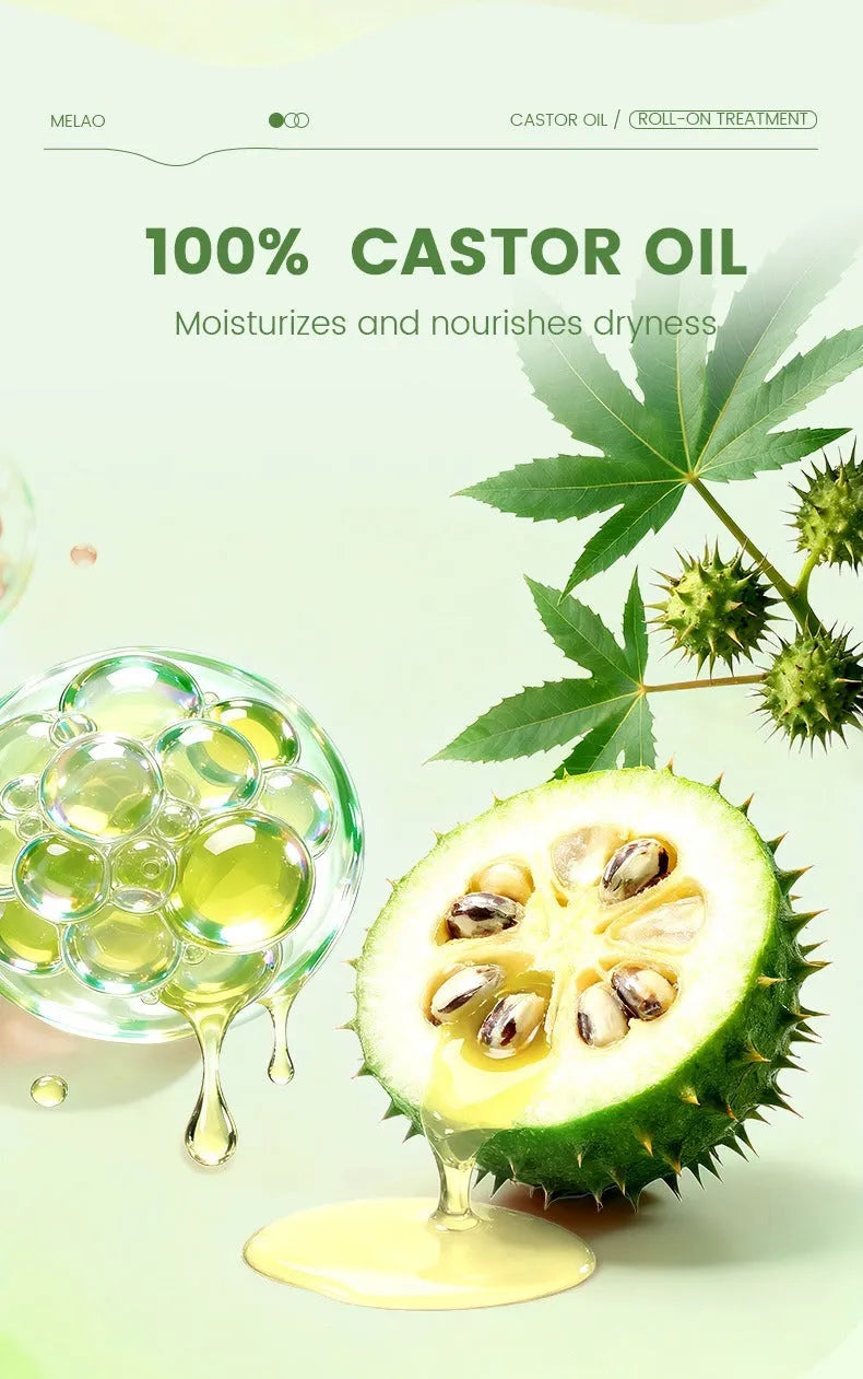 Castor oil roll-on 10ml portable hair care growth and regeneration serum scalp nourishing oil bottle