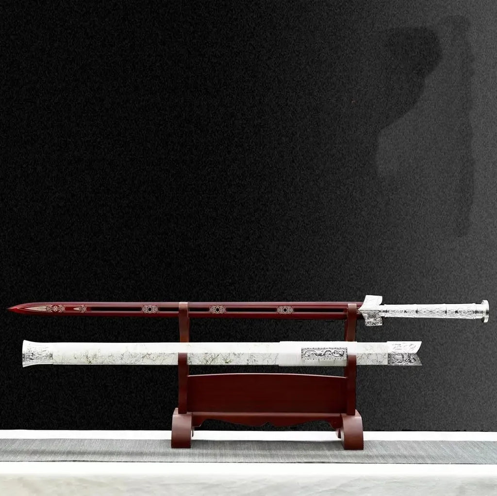 Xuanhong one-piece 65 manganese steel unsharpened katana-style collectible sword with solid wood and leather scabbard, 103cm overall