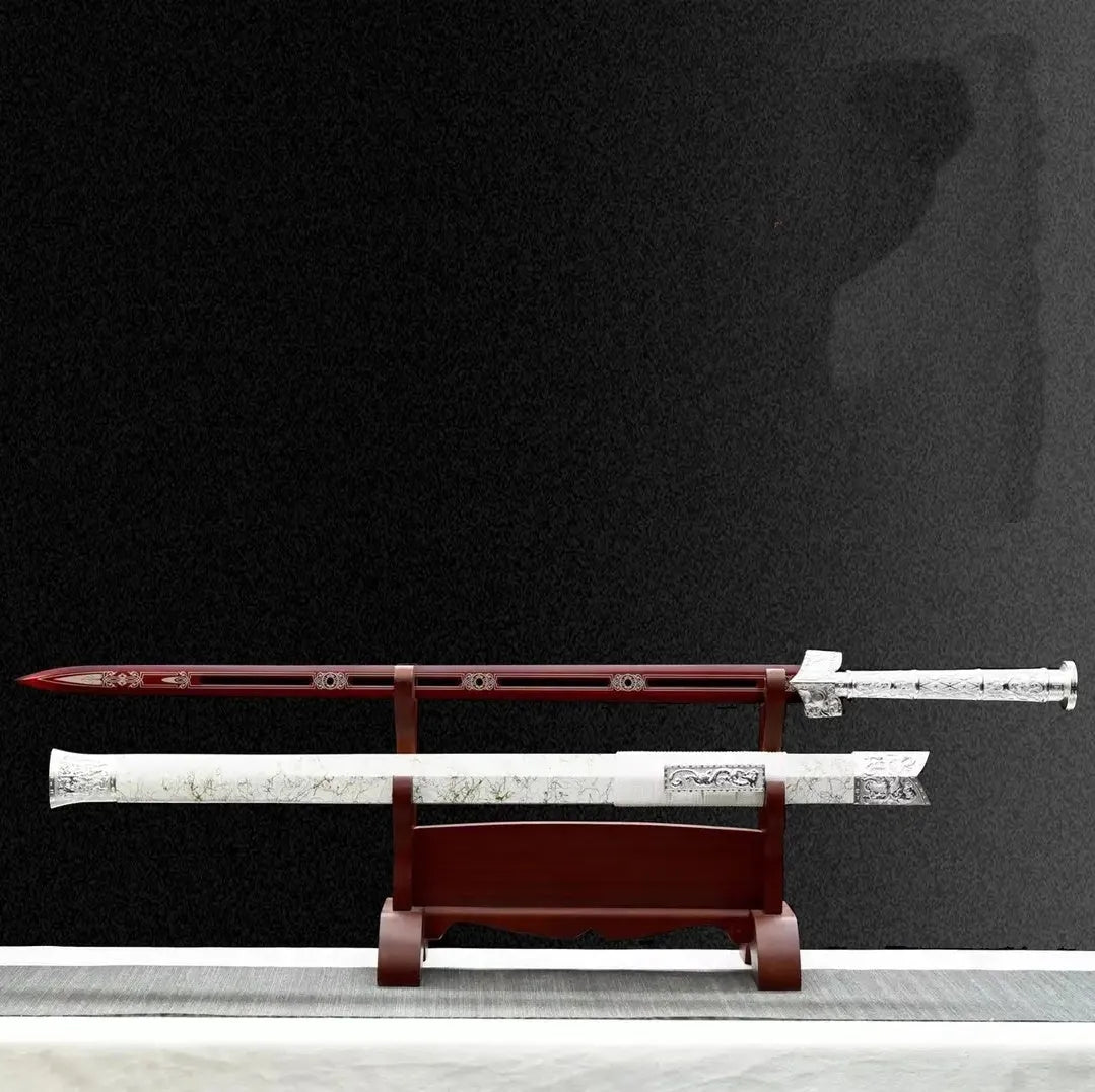 Xuanhong one-piece 65 manganese steel unsharpened katana-style collectible sword with solid wood and leather scabbard, 103cm overall