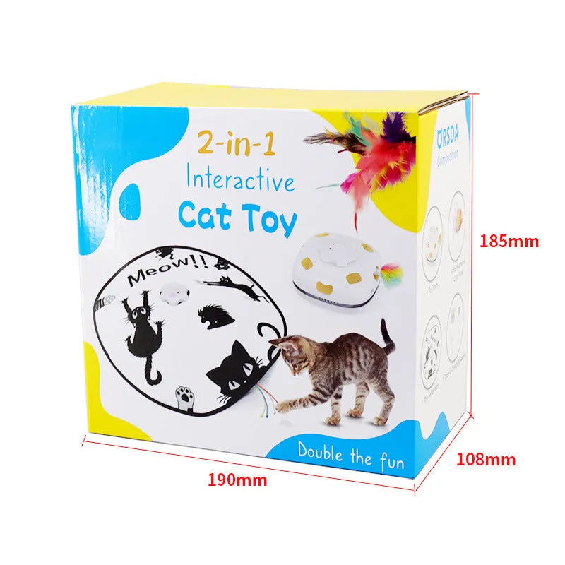 Plastic cat teaser wand toy with feather attachments measuring 19.8cm long
