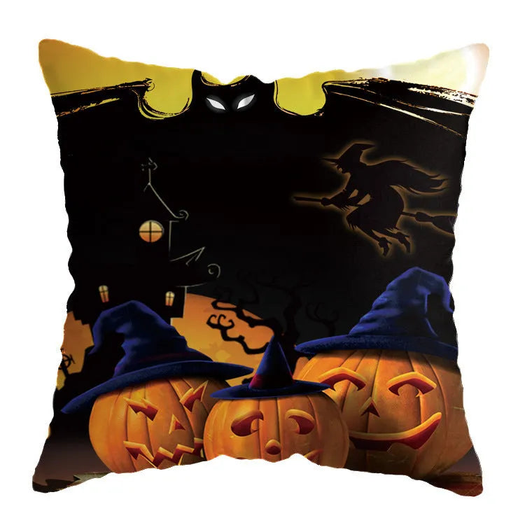 Linen skull Halloween pillow cover, 45x45cm square cushion case available in 34 listed colours