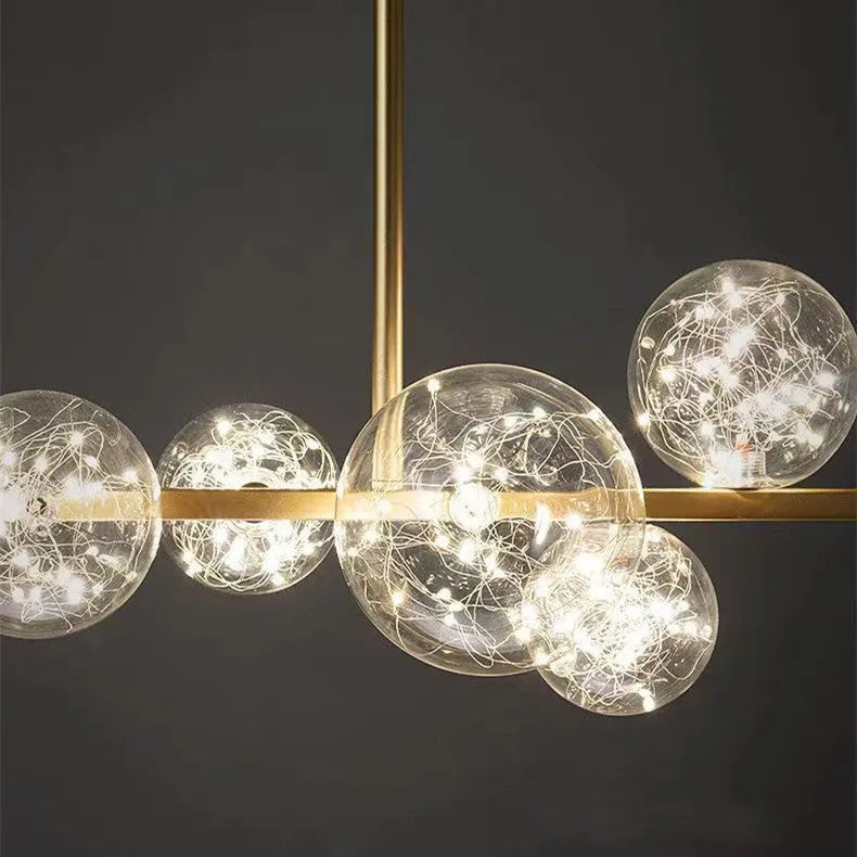 Modern glass chandelier with iron body, 95cm diameter, remote control, warm light LED