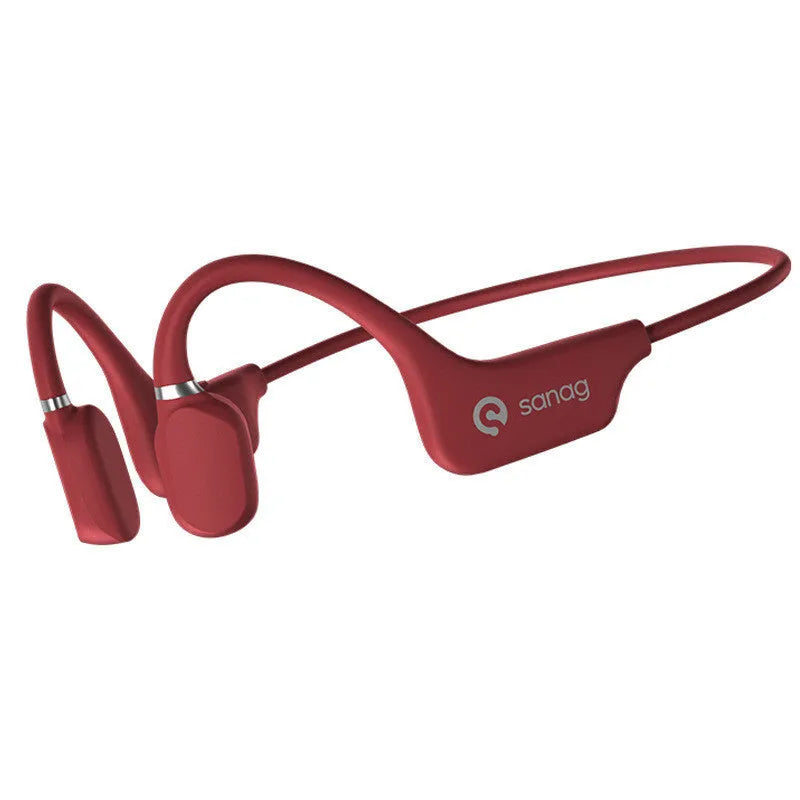 Bone conduction Bluetooth headphones with a neckband, shown in one of six available colours.