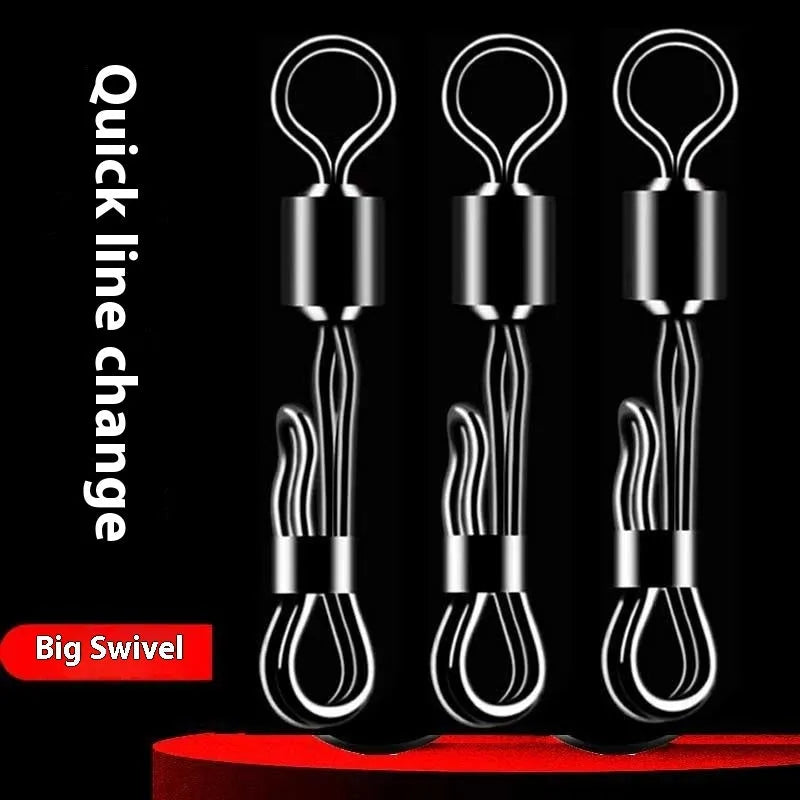 Brass quick change fishing barrel swivel with quick release 8-word ring for fast line changing