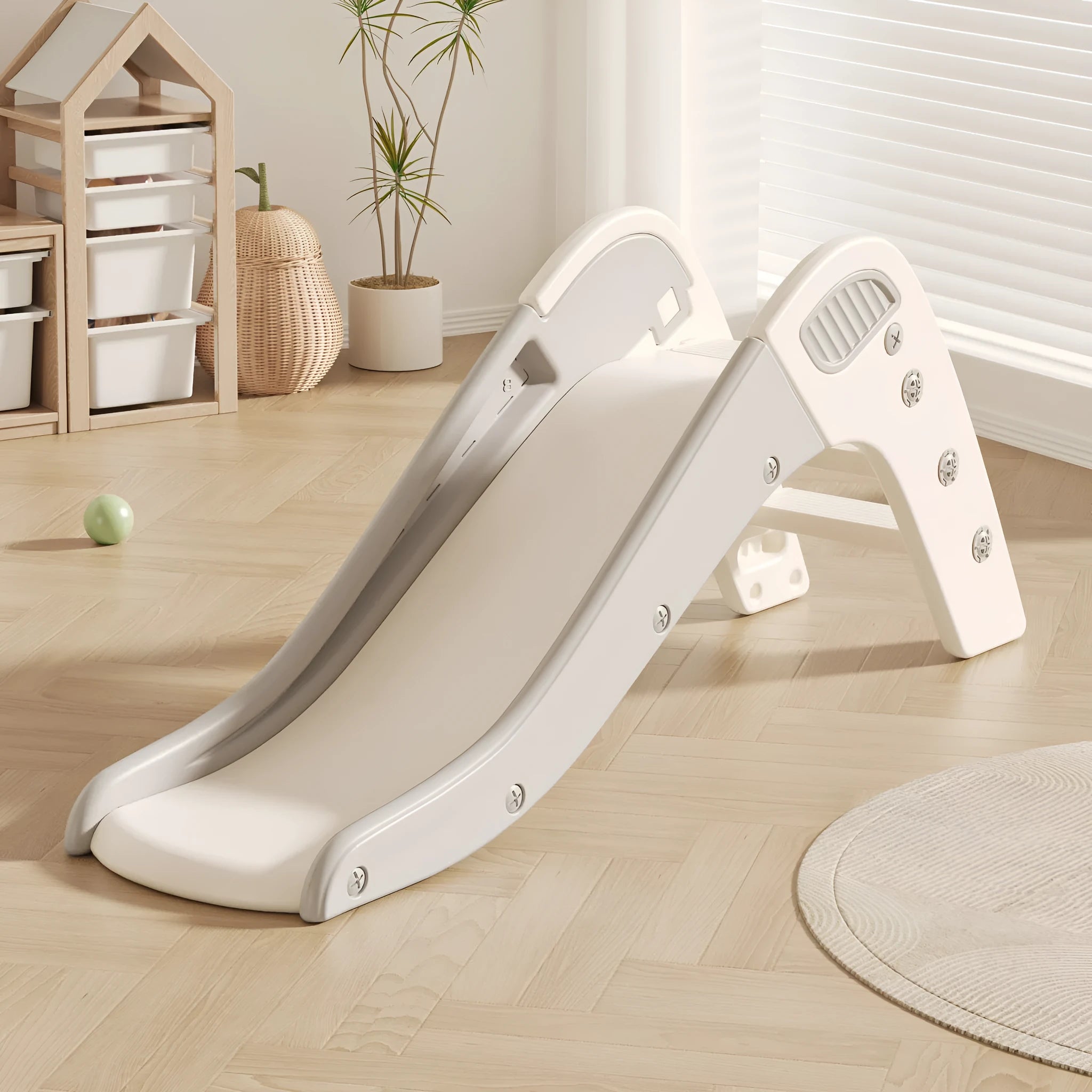 Small plastic baby slide in blue, brown, grey or yellow for children under 3 years old