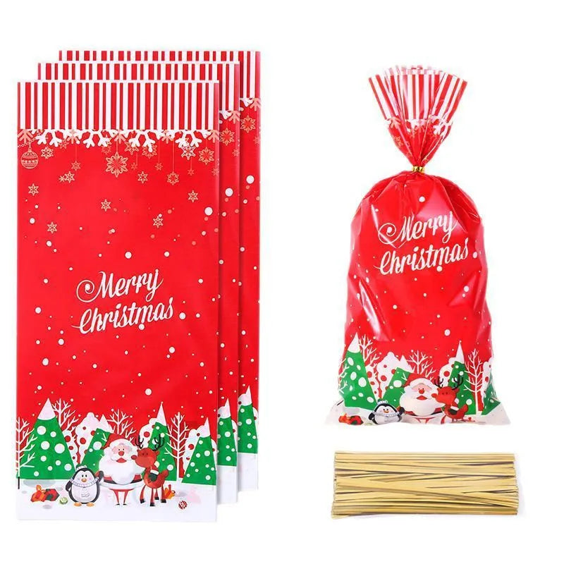 Christmas gift tying packing bags, OPP flat bags 13x27cm, 50pcs per pack, Christmas Bag A or B