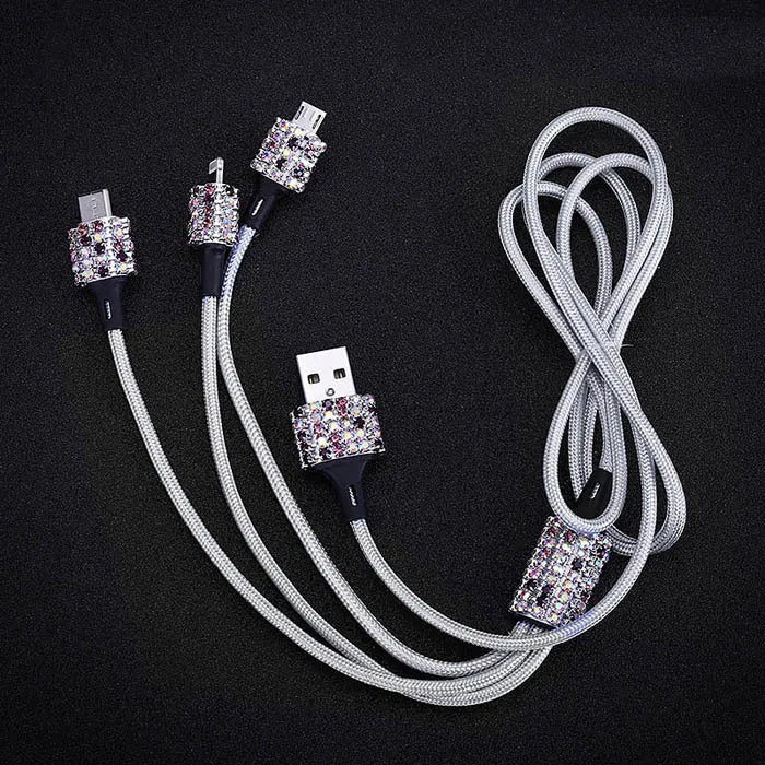 Fast charging mobile phone holder bracket with high tenacity nylon wire in white diamond colour