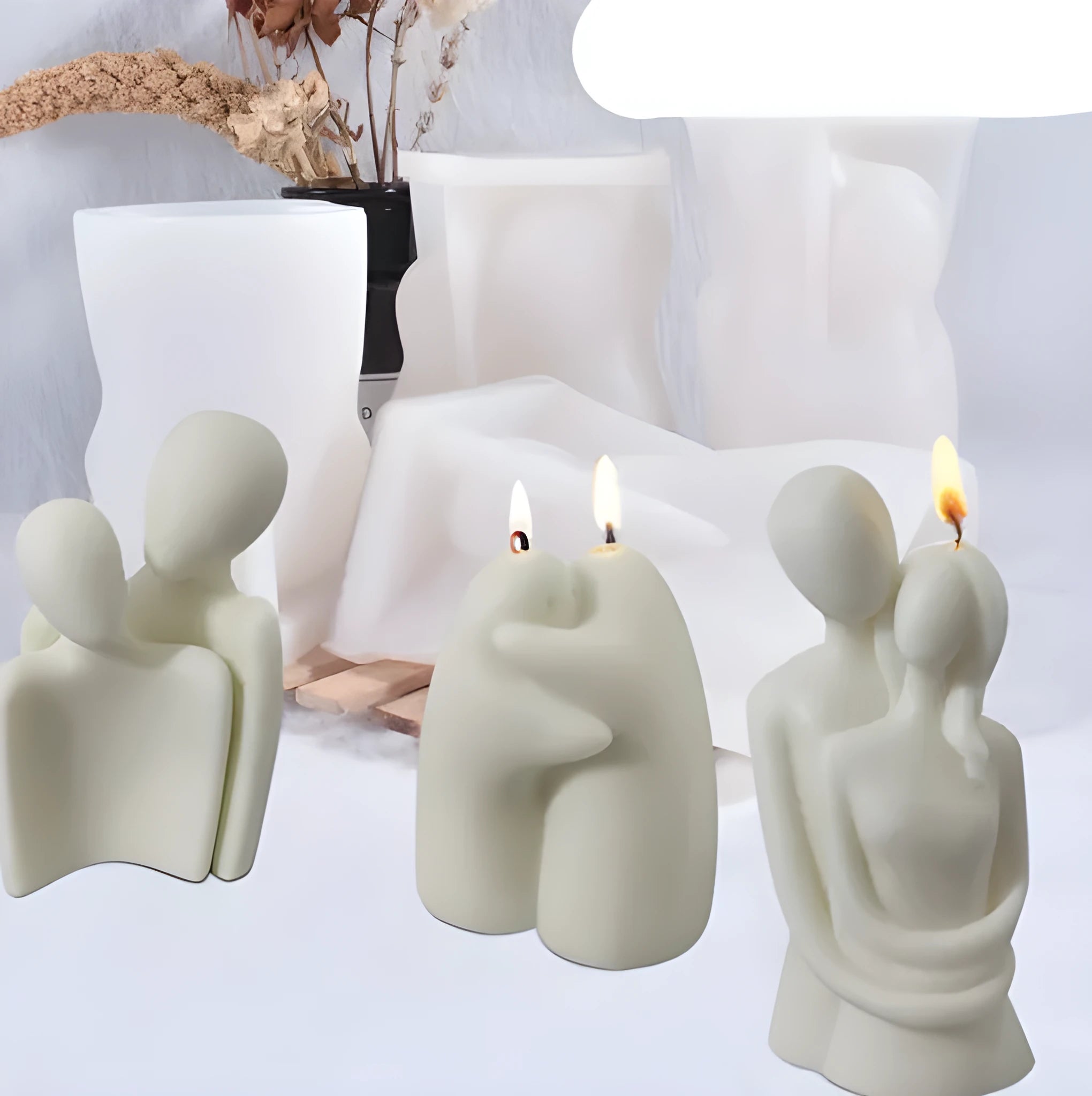 Irregular scented candle silicone mold in style Couple for DIY gypsum candle holder making