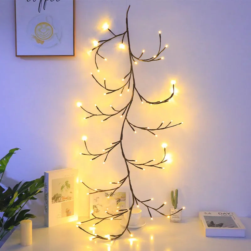 USB-powered LED butterfly tree rattan lamp with flexible branches and colour-changing lights
