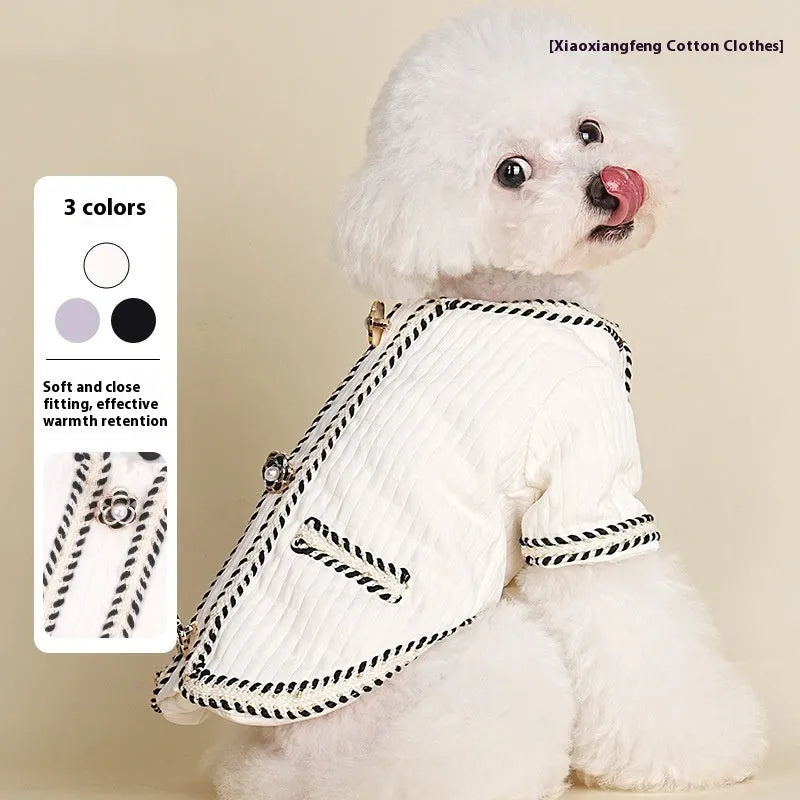 Quilted polyester pet coat in cartoon style for autumn and winter warmth