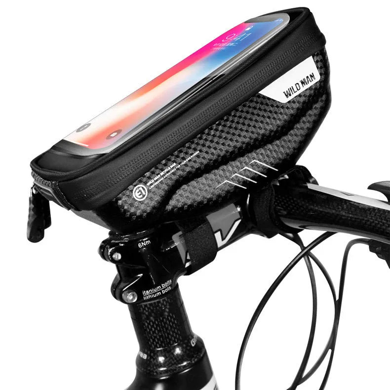 Bicycle bag upper tube front package 1L capacity black colour on bike frame