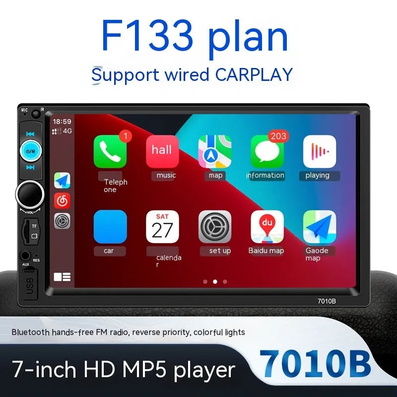 HD 7-inch Bluetooth car player with LCD screen for vehicle installation
