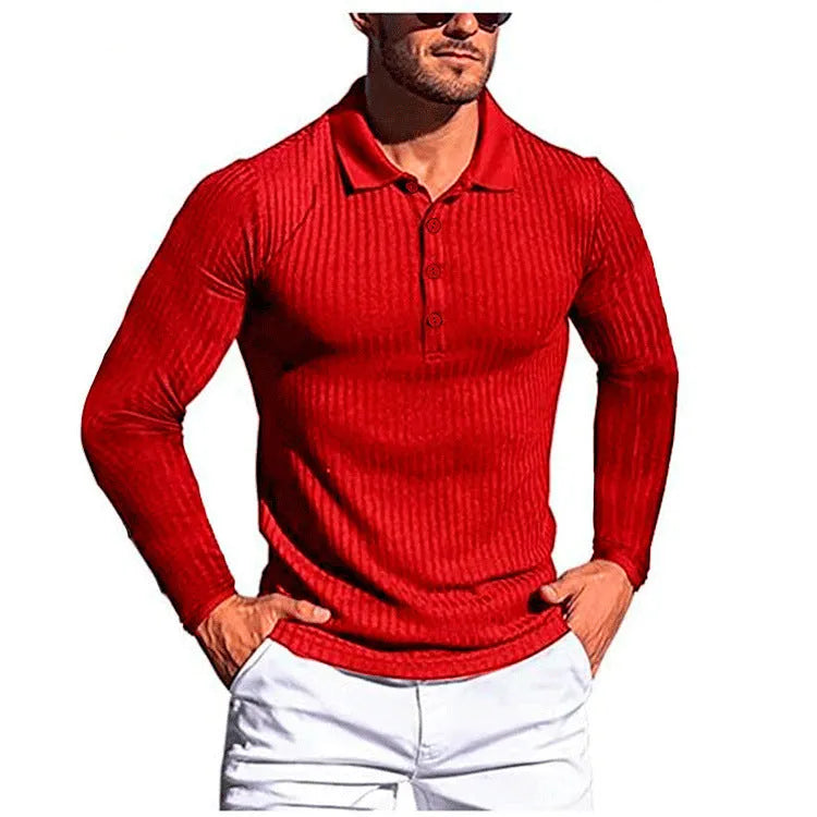 Men's striped summer t-shirt in slim knit polyester available in multiple colours