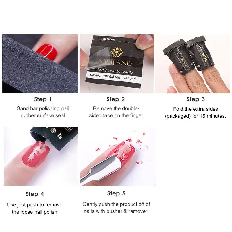 Black nail polish remover wraps, 200 PCS per box, self-contained cotton, 132mm x 53.5mm x 103mm box