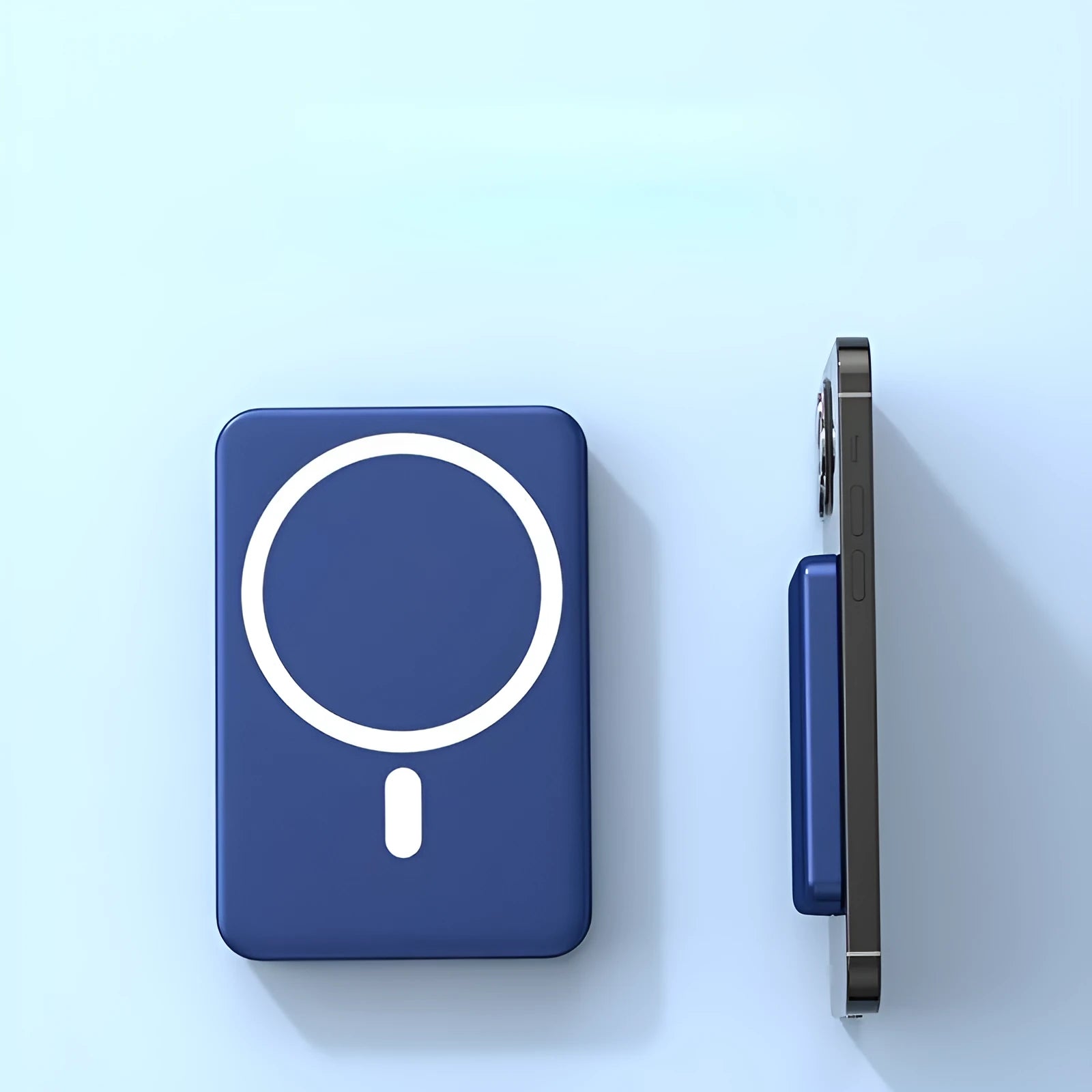 Small portable magnetic wireless power bank for iPhone charging
