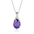 Sterling silver S925 pendant with amethyst stone and diamond-like accents on white background