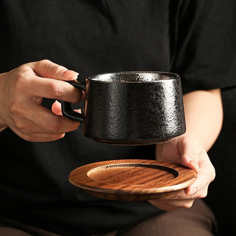 250ml gift tumbler coffee cup set with gold or silver plating in irregular shape with gift box