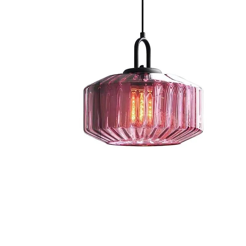 High grade stained glass chandelier modern simplicity amber warm light ceiling fixture