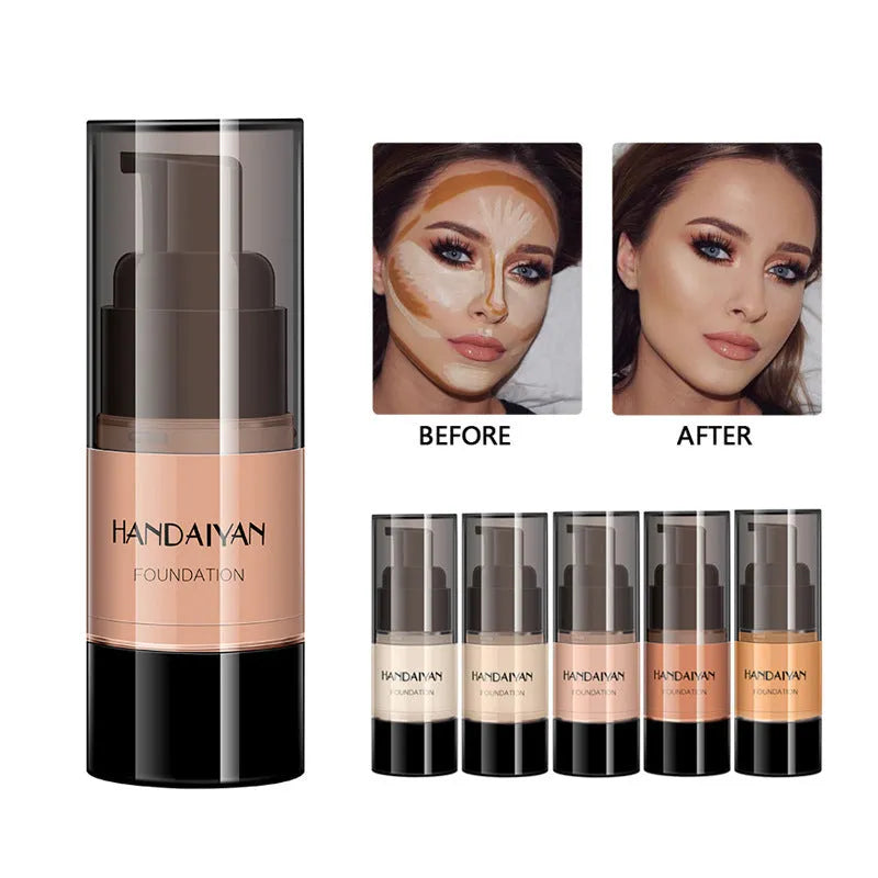 HANDAIYAN liquid foundation bottle with full cover waterproof moisturiser for dark skin in multiple colour options