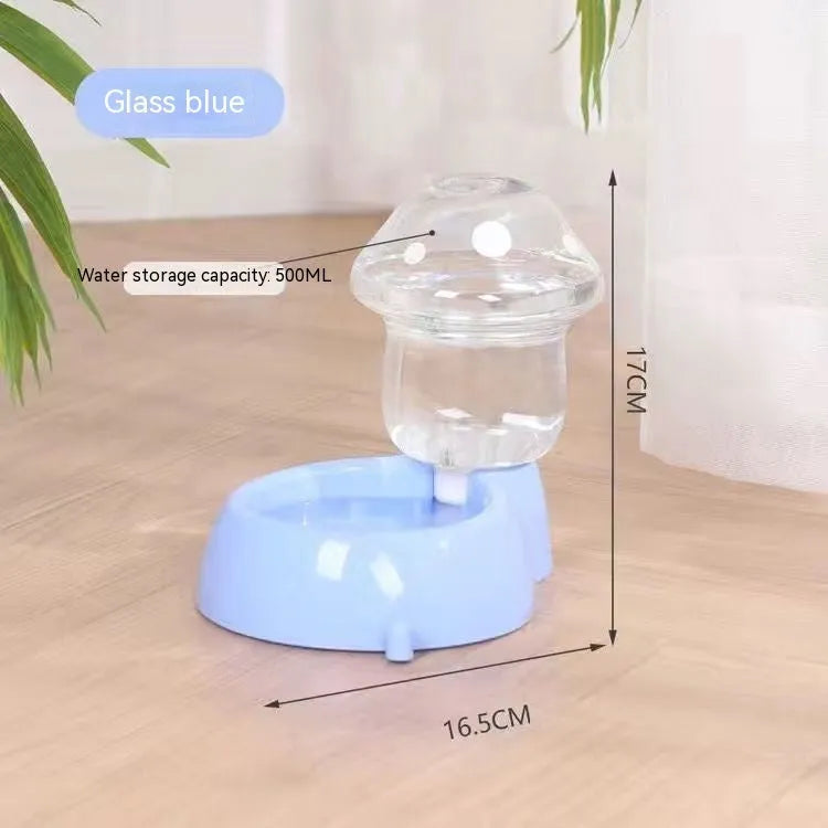 Blue mushroom pet bowl feeder and water fountain for cats and dogs made from food-grade PP material