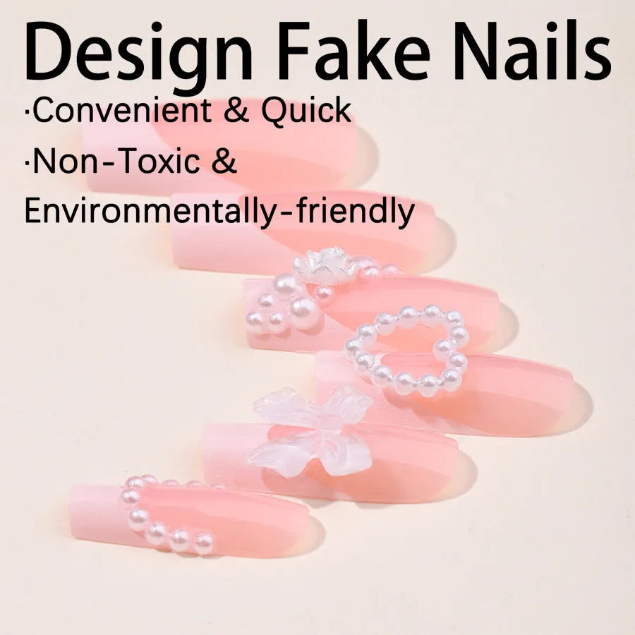 French Love Pearl fake nail stickers in XD93 colour with love pattern design