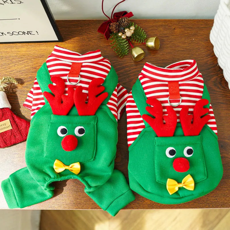 Christmas pet elk polyester vest suit in 501 four feet design on a small dog