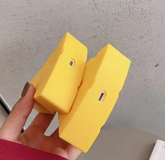 Yellow silicone protective cover for Apple AirPods 1, 2 and AirPods Pro 3 charging cases