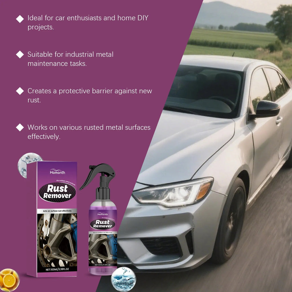 100ml rust remover bottle with citric acid and glycolic acid formulation for cleaning metal surfaces