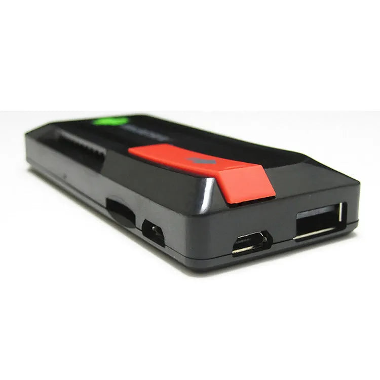 MK809 IV Android TV dongle black connected to TV via HDMI cable with remote control
