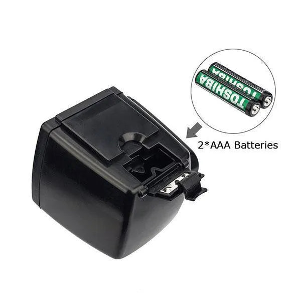 Black plastic digital automatic aquarium fish feeder, 110 x 100 x 68mm, with timer and battery compartment