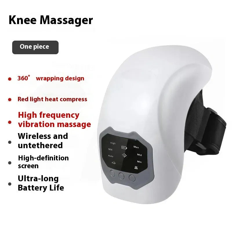 Wireless knee massager Moonlight White with red light heating and USB charging pad