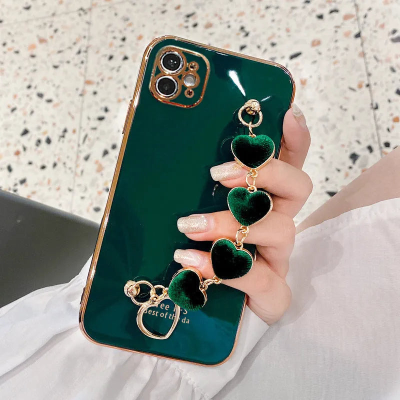 Samsung Galaxy silicone phone case with glass bracelet component in solid colour options