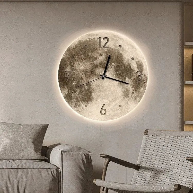 Plastic wall clock with optional LED ambient light ring and month calendar, shown in 30cm, 40cm and 50cm sizes.
