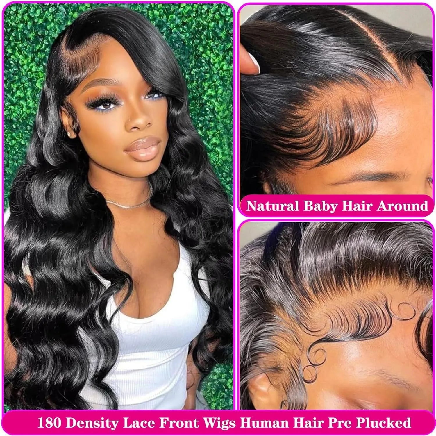 Black full-head wig with medium-long curly hairstyle on a wig stand.