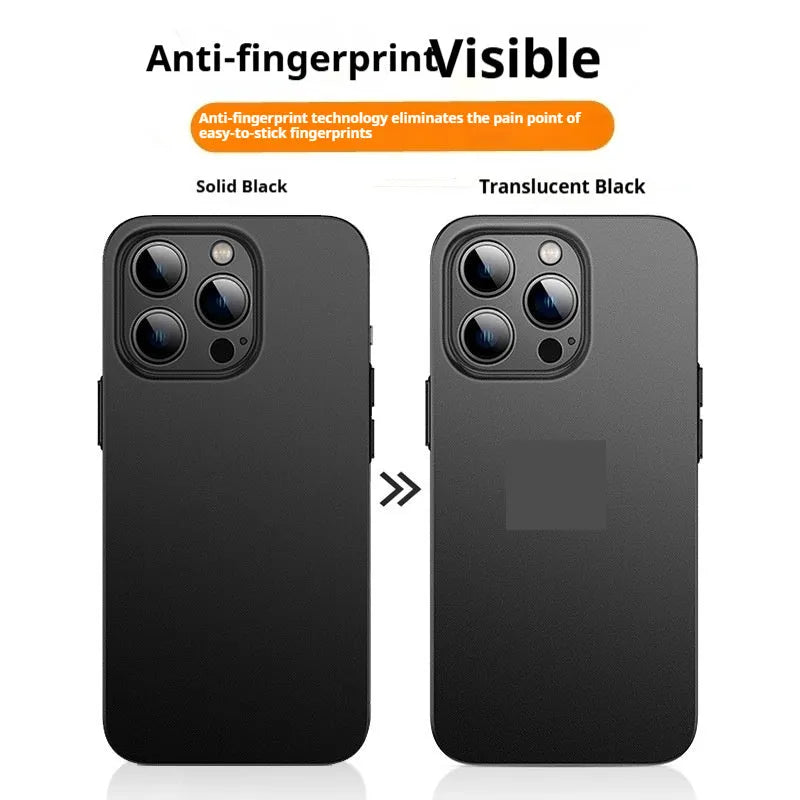 Ultra-thin transparent matte iPhone case with frosted TPU finish, back cover style.