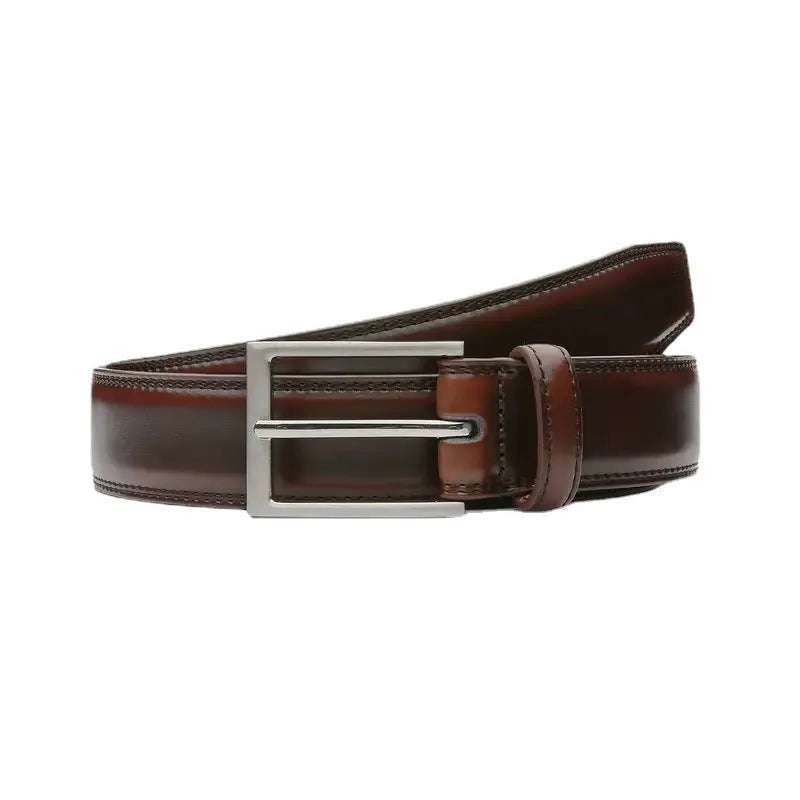 Men's genuine leather casual belt with an alloy buckle shown in a 95 grain pattern.