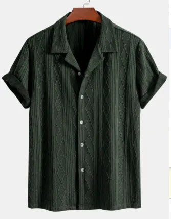 Men's loose short sleeve cardigan in polyester fibre available in black green white colours