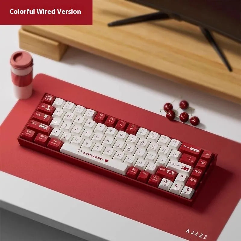 AJAZZ AK680 mechanical gaming keyboard in red and white colour with exposed switches.