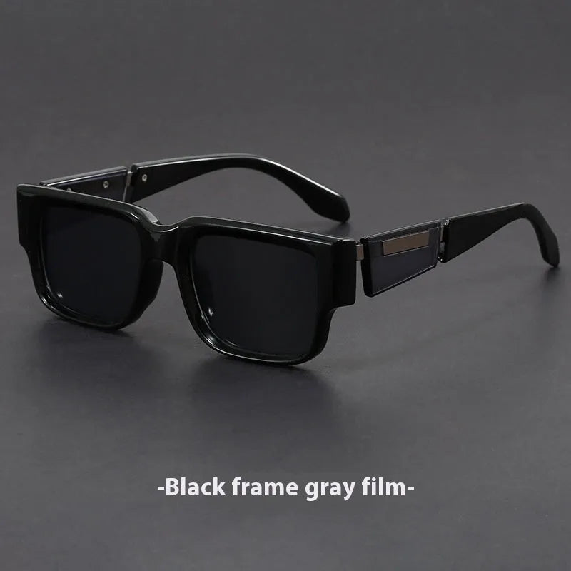 Blue frame gray blue retro sunglasses with thick square PC frames and UV-proof AC lenses