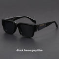 Blue frame gray blue retro sunglasses with thick square PC frames and UV-proof AC lenses