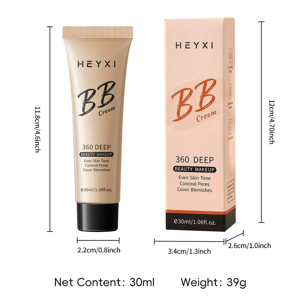 BB cream cosmetic tube in one of four shades (01, 02, 03, 04), waterproof and sweat-resistant formulation.
