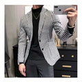 Black and white plaid casual jacket for youth, cotton blend, loose fit, sizes M to 2XL