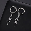 Gold plated stainless steel snake-shaped vintage earrings with ear clip fastening