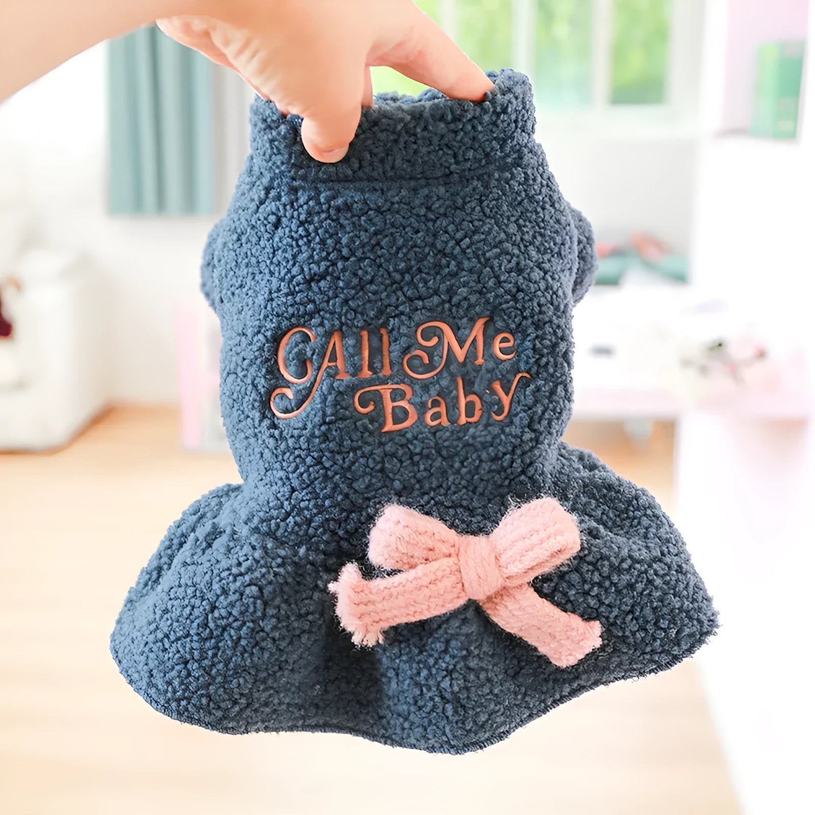Polyester Berber fleece pet skirt with elastic waistband in baby letter pattern