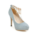 Women's solid colour platform stiletto high heel shoe with a pointed toe.