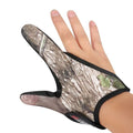 A single two-finger fishing glove for lure handling, shown in a camouflage colour variant.