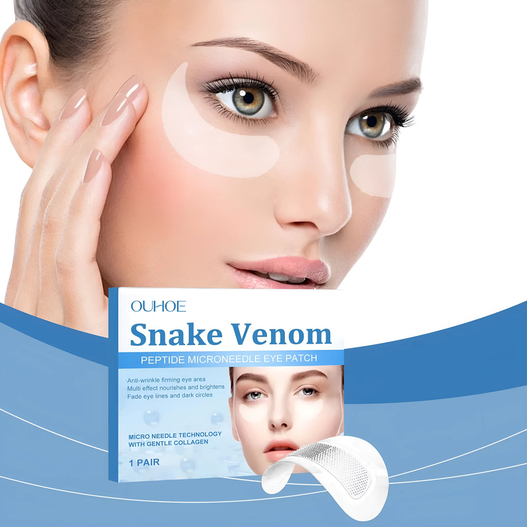 One pair of transparent Elastic Eye Care microneedle patches for under-eye wrinkle reduction.