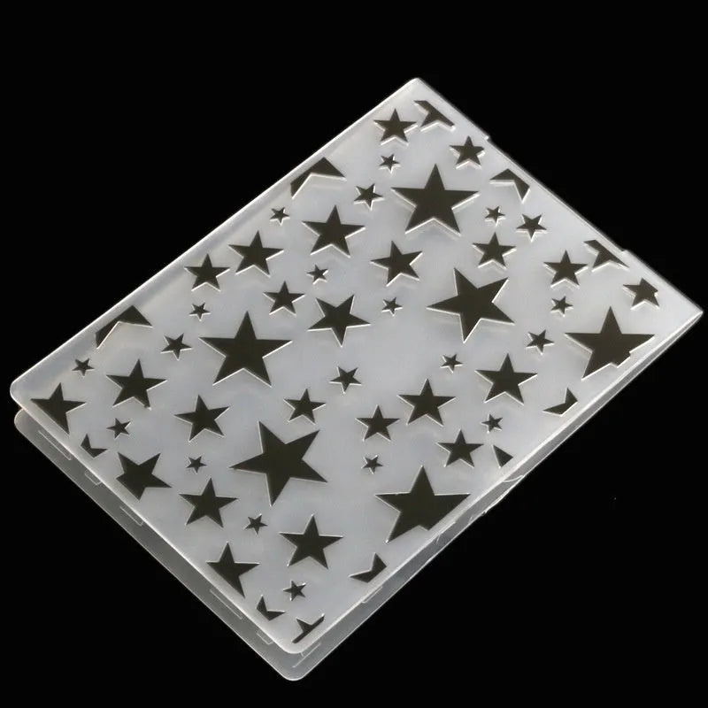 Set of plastic folding cake decorative moulds showing windmill, star, flower and butterfly designs.