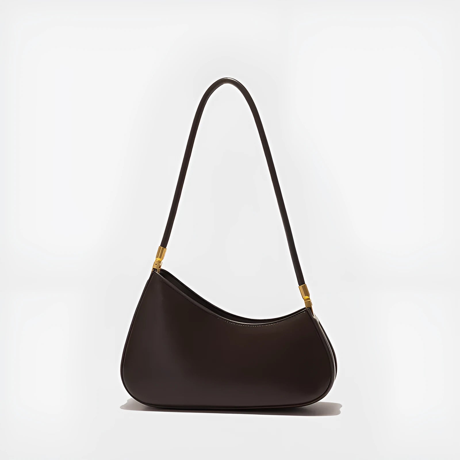 Women's retro PU leather underarm bag in oval shape with single shoulder strap and sandwich pocket